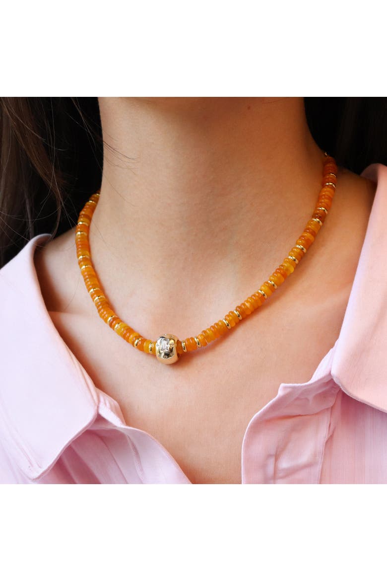 Orange Bead Rondel Necklace, Alternate, color, Orange