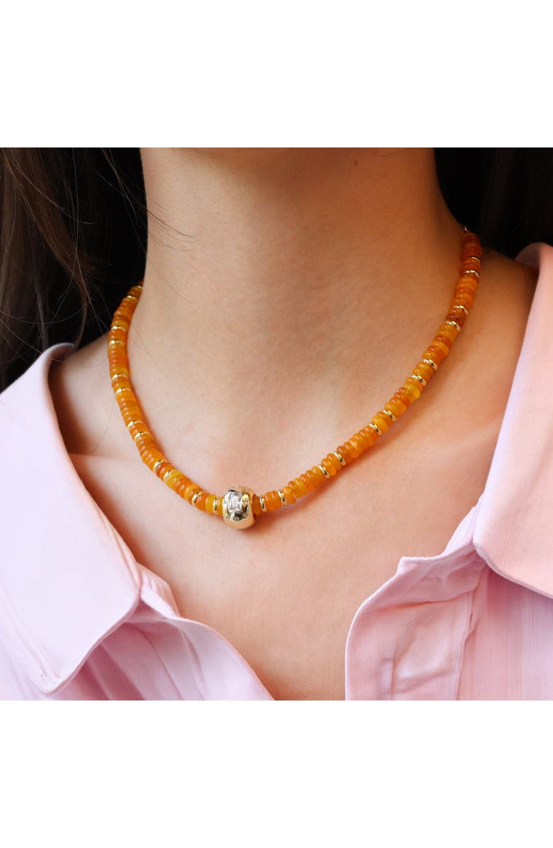 The Lovery Fine Jewelry Orange Bead Rondel Necklace, Alternate, color, Orange