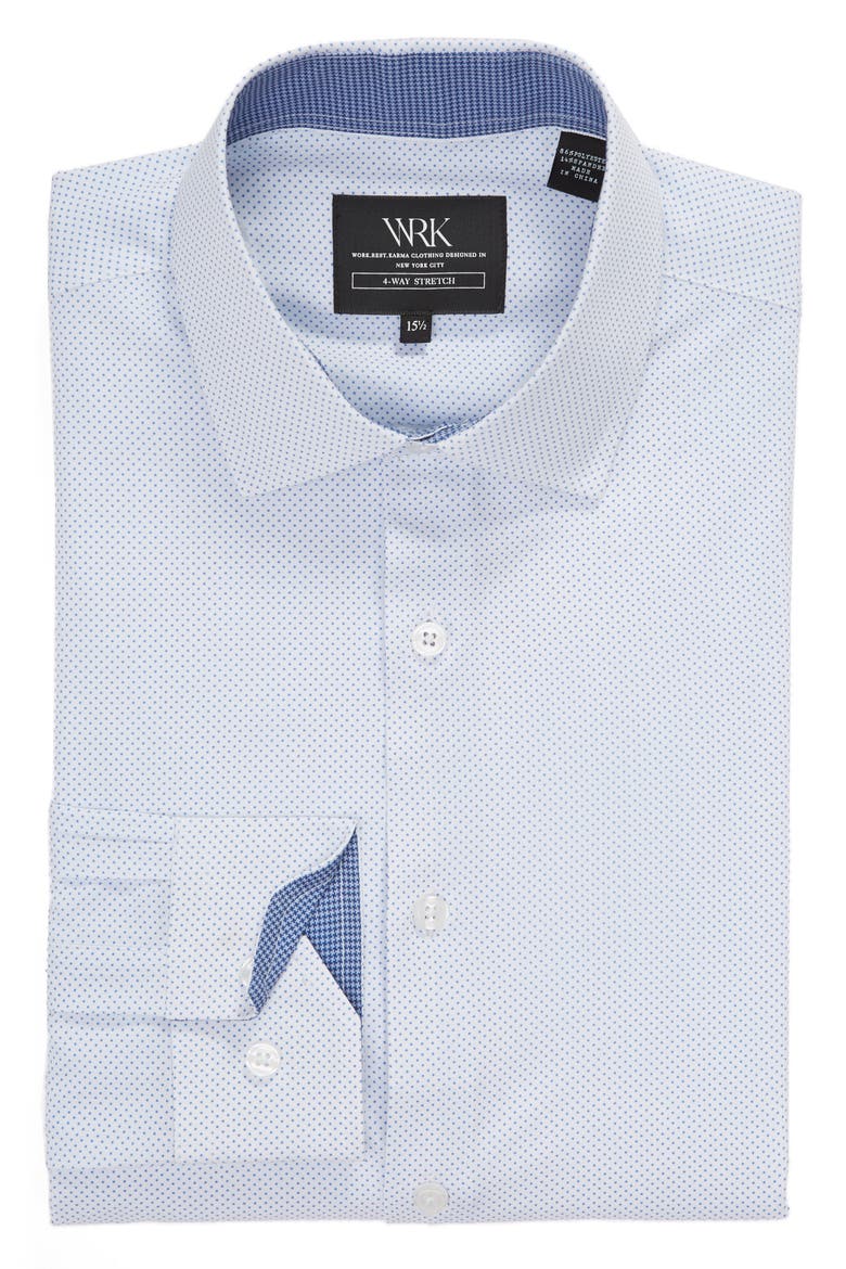 Slim Fit Performance Stretch Dot Dress Shirt, Alternate, color, LIGHT BLUE