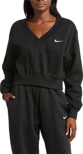 Nike Sportswear Phoenix Fleece V-Neck Crop Sweatshirt | Nordstrom