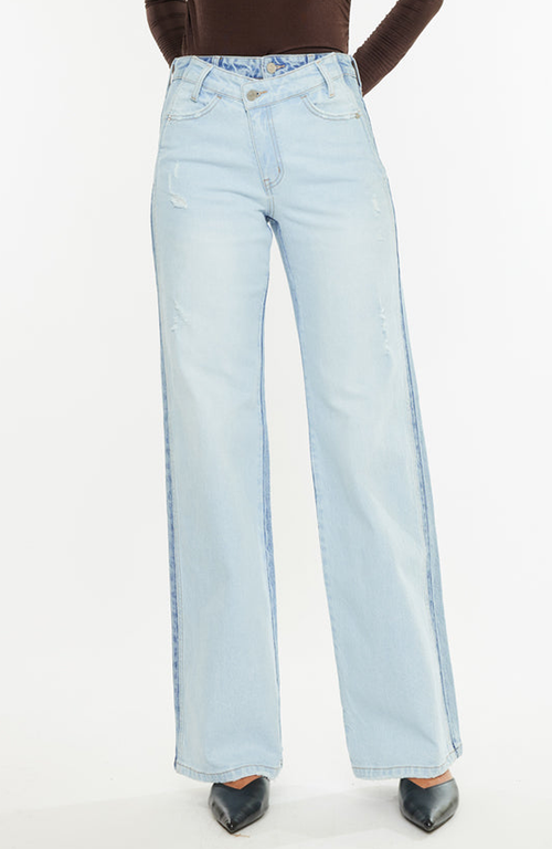 Kancan Clara High Rise Wide Leg Jeans In Light Wash