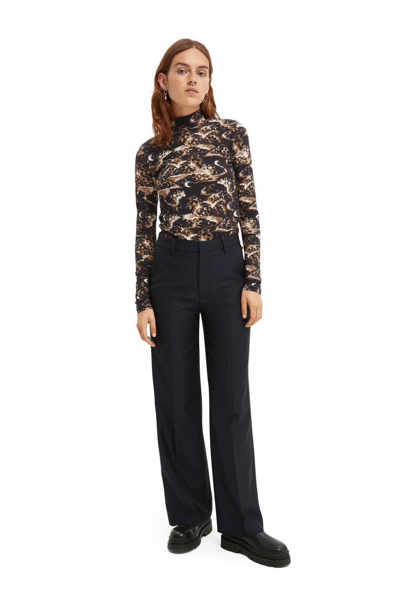 Scotch & Soda Print Organic Cotton Mock Neck, Alternate, color,