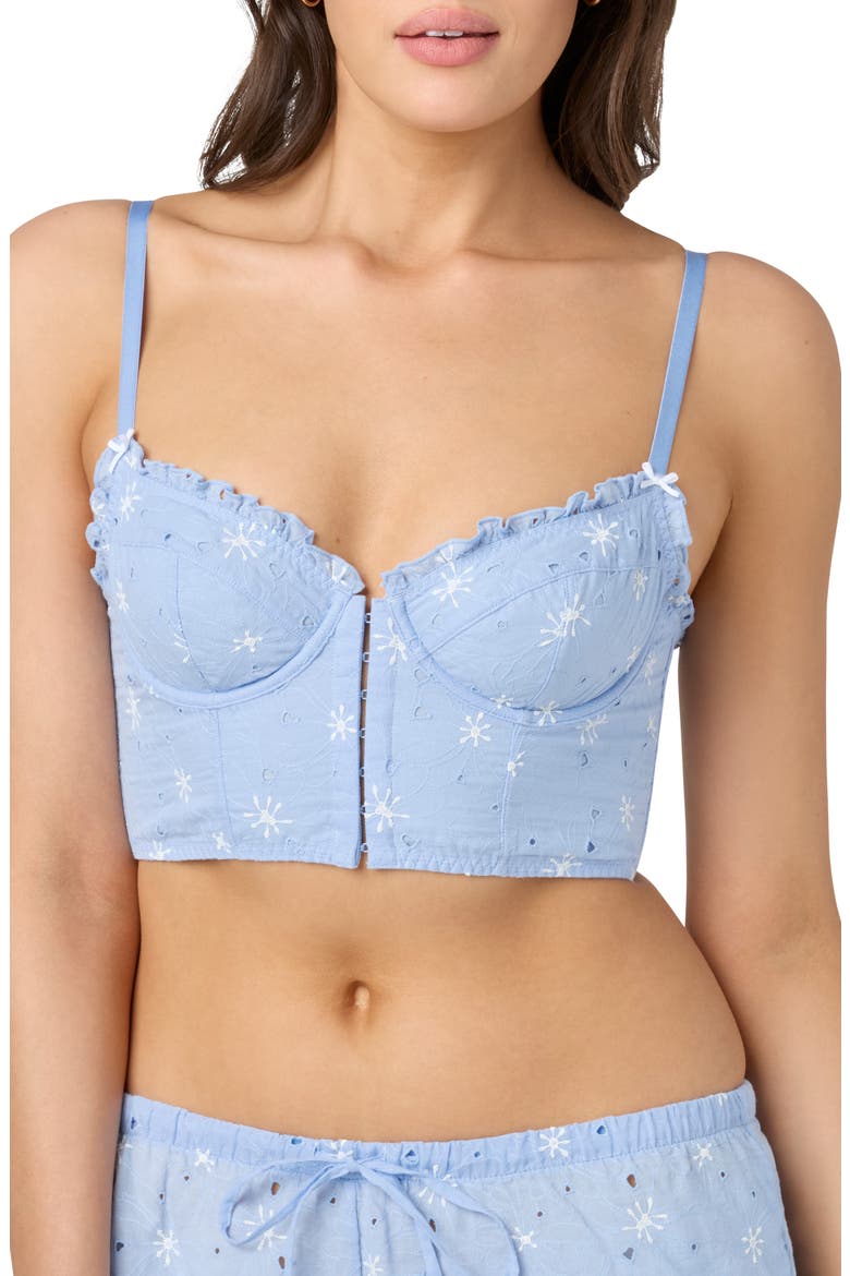 Embroidered Crop Cotton Top, Main, color, WINDSURFER BLUE/ JET STREAM
