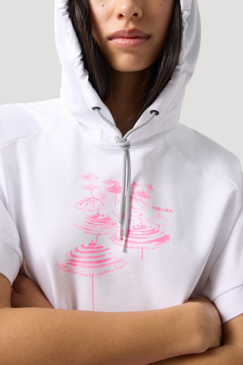 Sharon Short-Sleeved Hoodie, Alternate, color, White/Pink