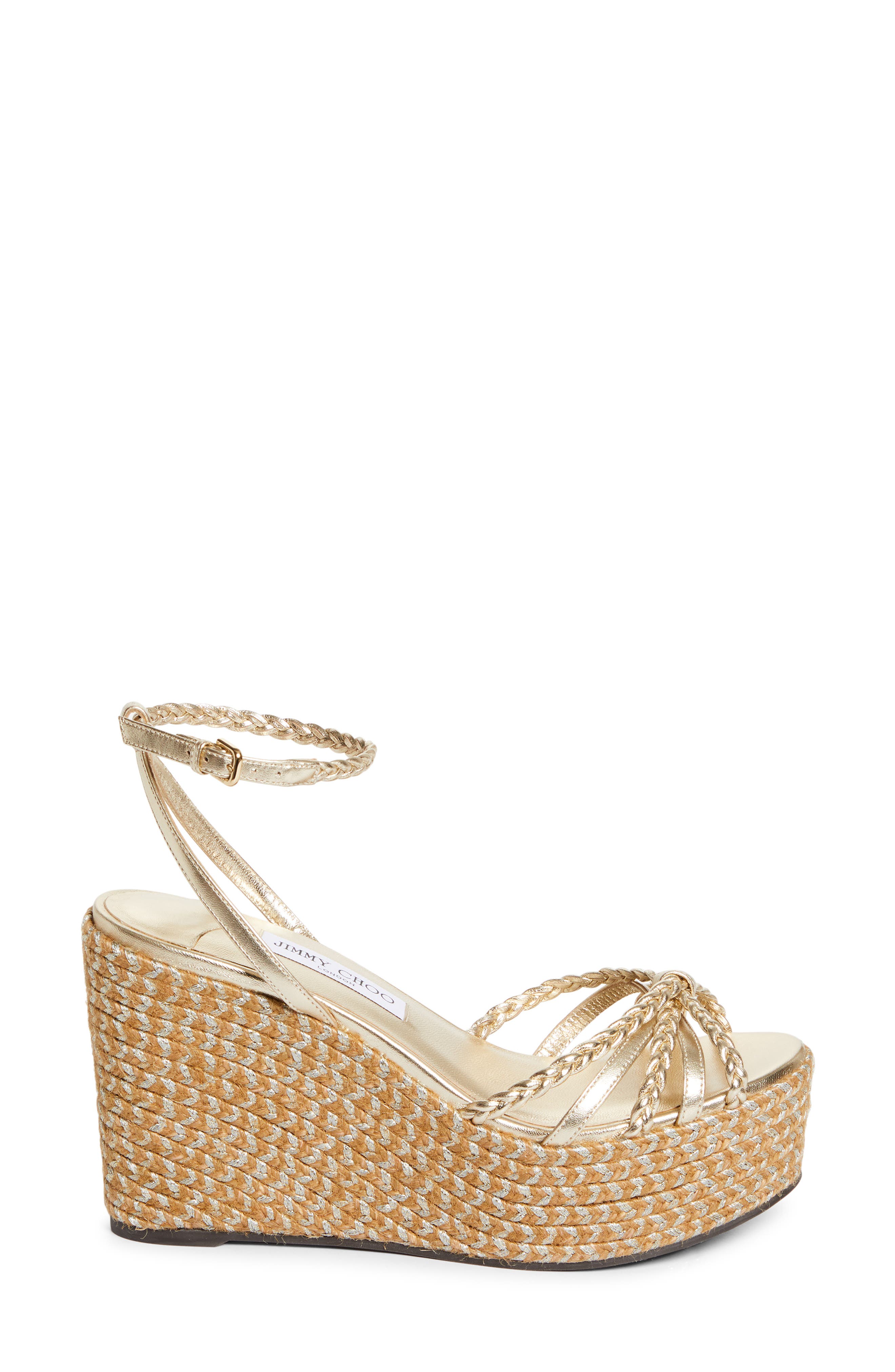 Jimmy Choo Dree Platform Espadrille Sandal, Alternate, color, Soft Gold Mix