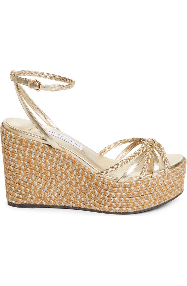 Jimmy Choo Dree Platform Espadrille Sandal, Alternate, color, Soft Gold Mix