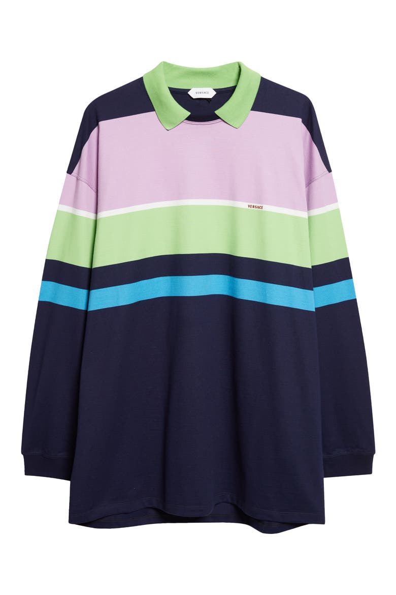 Stripe Cotton Jersey Polo, Alternate, color, BRIGHT PINK GREEN BLUE