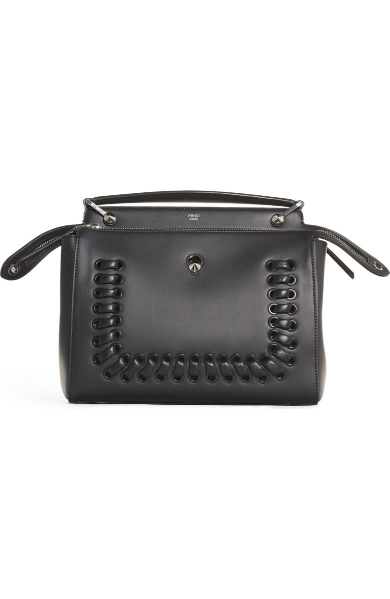 Fendi 'DOTCOM' Lace-Up Leather Satchel, Main, color,