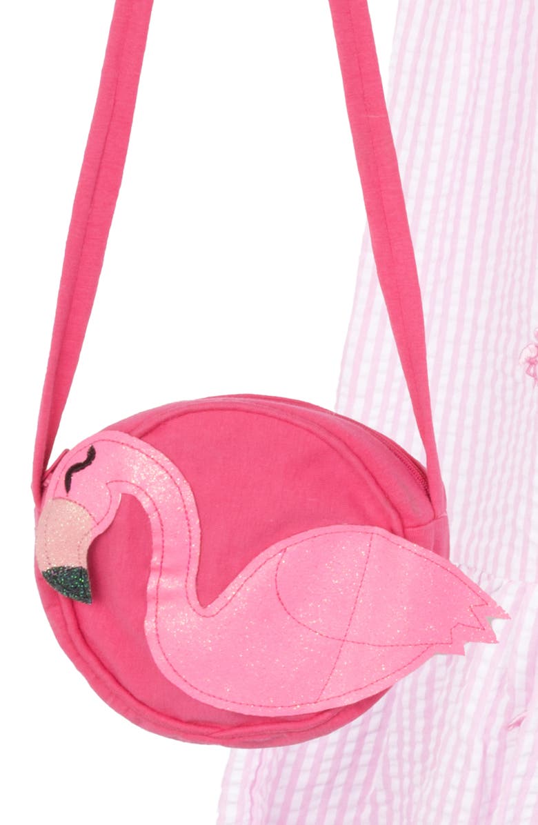 Rare Editions Kids' Flamingo Seersucker Dress & Crossbody Bag Set, Alternate, color, 
