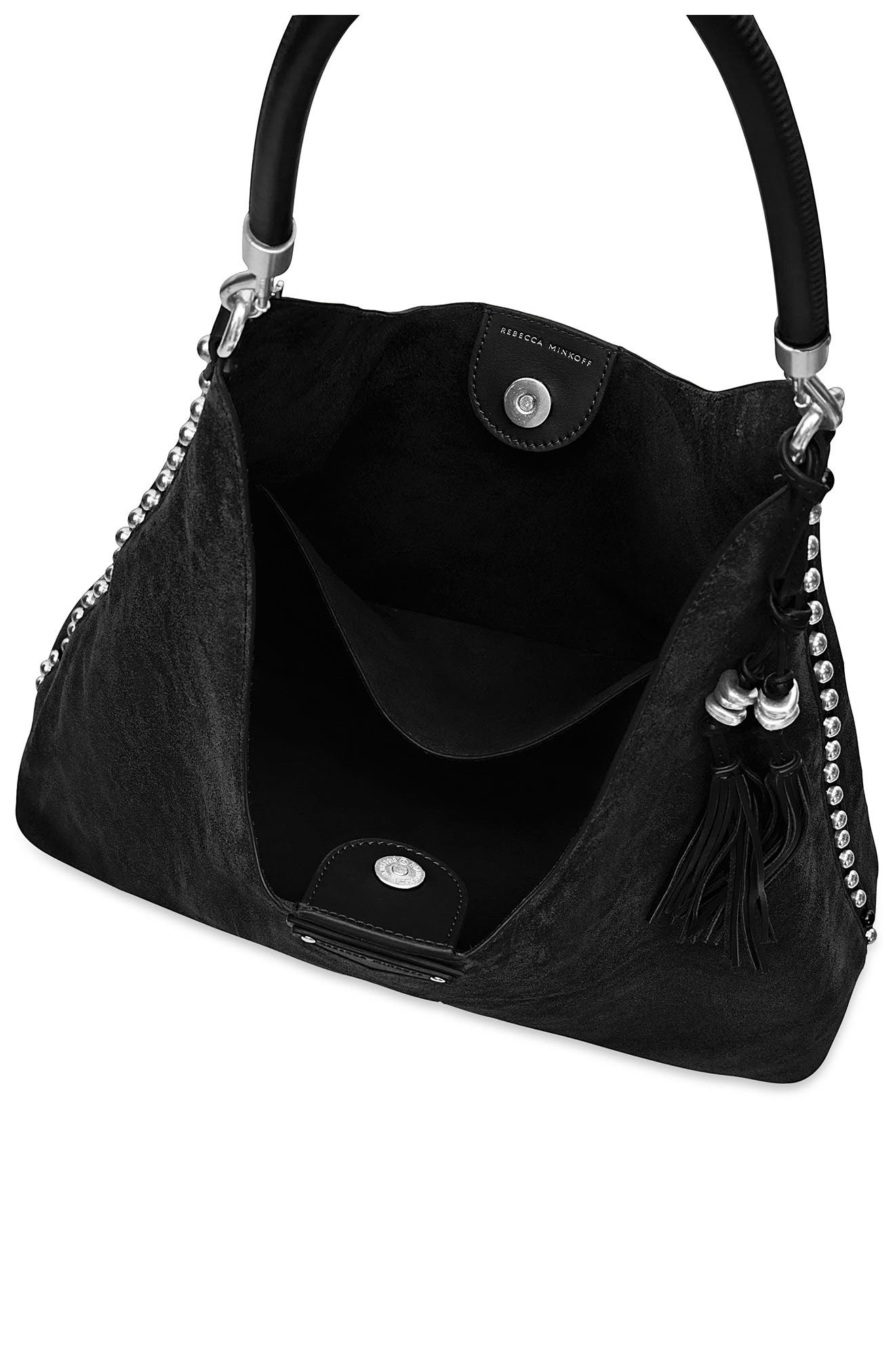 Nolita Leather Hobo, Alternate, color, BLACK