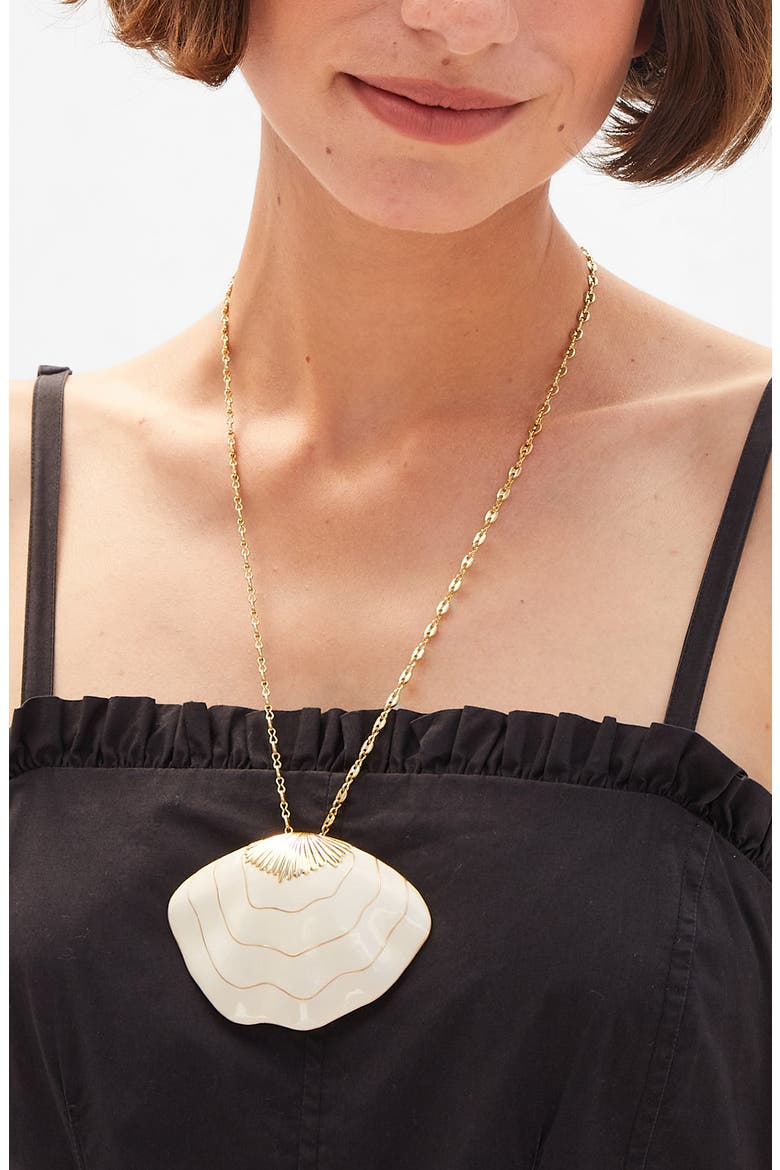 Clamshell Pendant Necklace, Alternate, color, CREAM