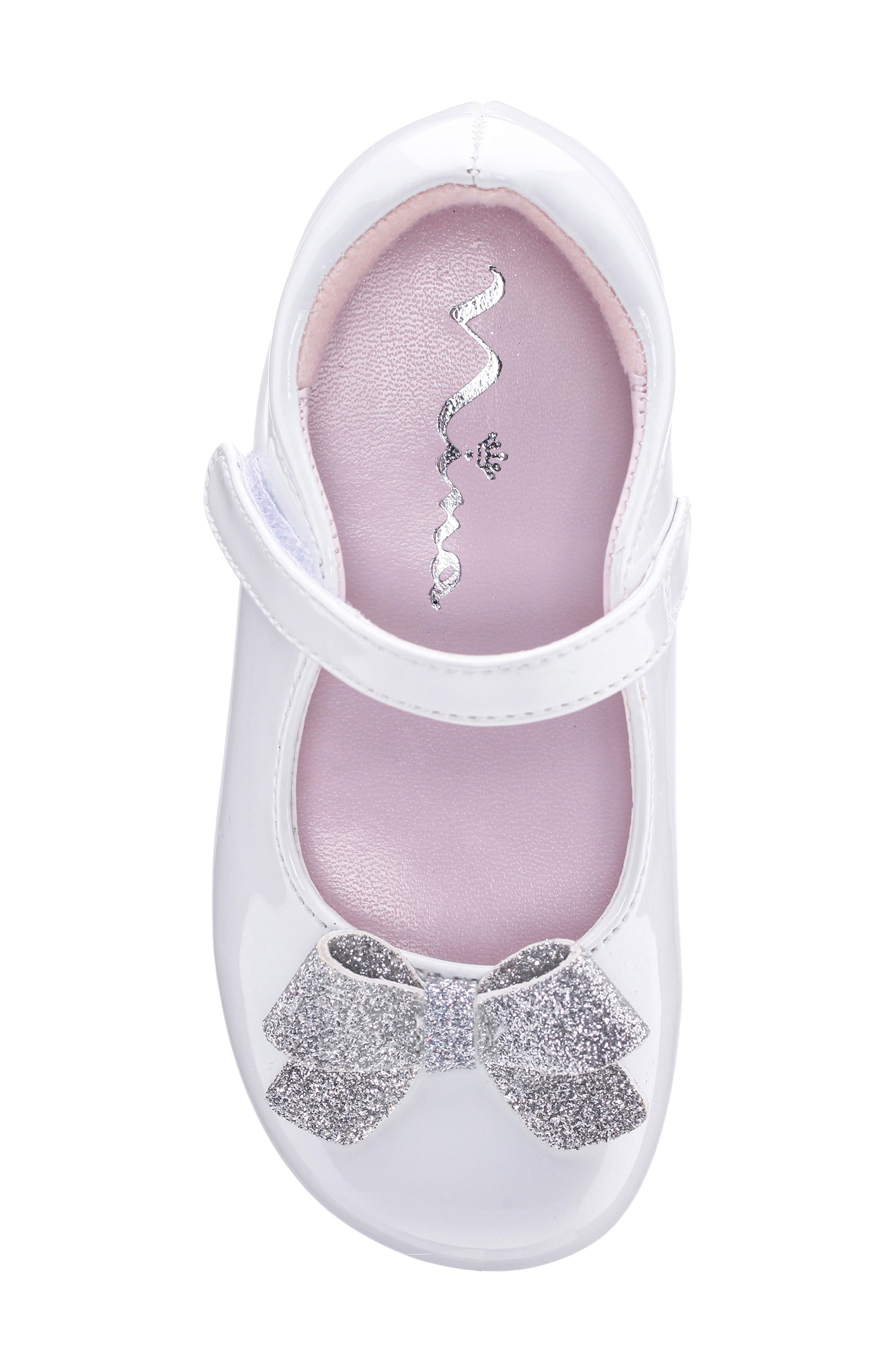 Nina Kids' Emee Mary Jane Flat, Alternate, color, White Patent Glitter