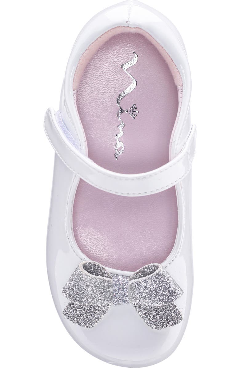 Nina Kids' Emee Mary Jane Flat, Alternate, color, White Patent Glitter