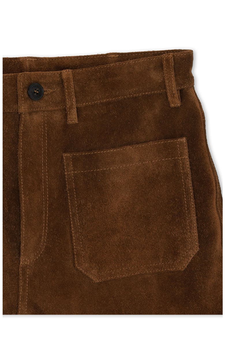 High Waist Suede Leather Trousers, Alternate, color, Brown