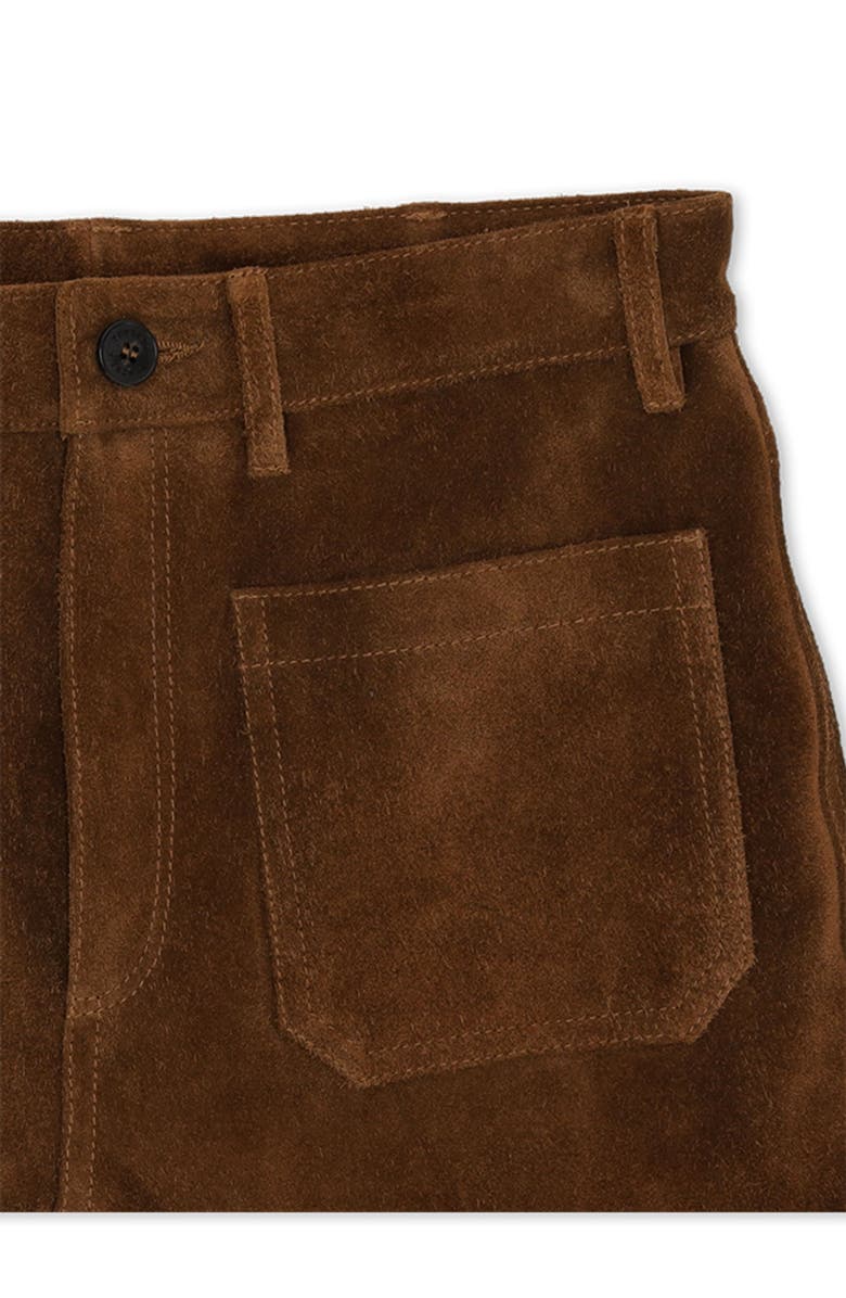 Fortela High Waist Suede Leather Trousers, Alternate, color, Brown