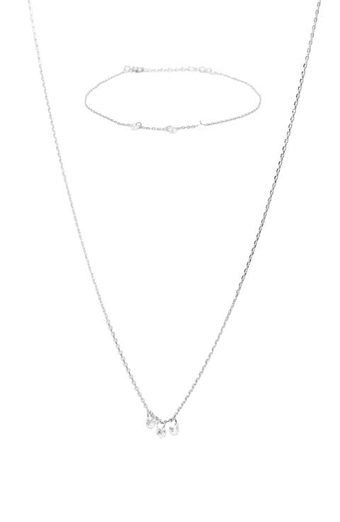 Sterling Silver 18k Gold Plated Emmeline Three Charms Necklace & Bracelet Set