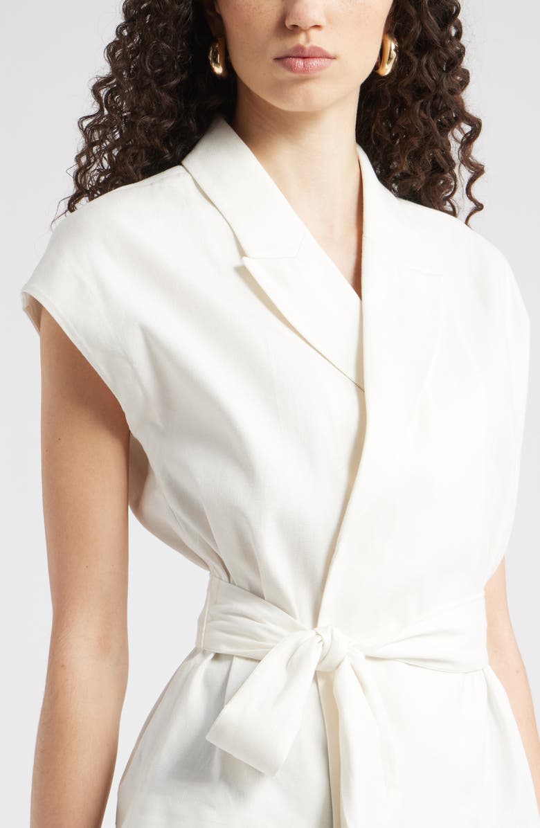 Nordstrom Sleeveless Linen Blend Blazer, Alternate, color, Ivory Tofu