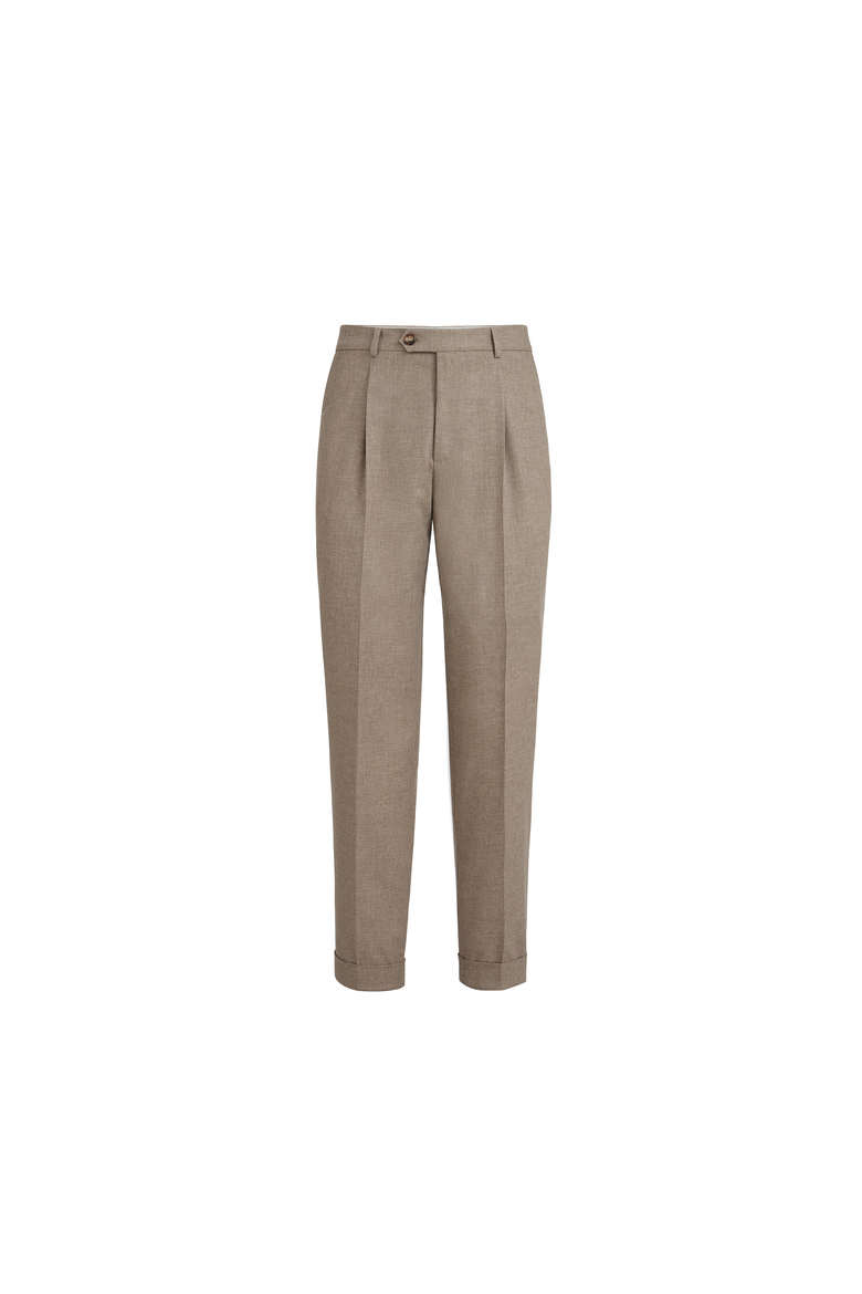 Trousers with pleats, Alternate, color, Light Brown