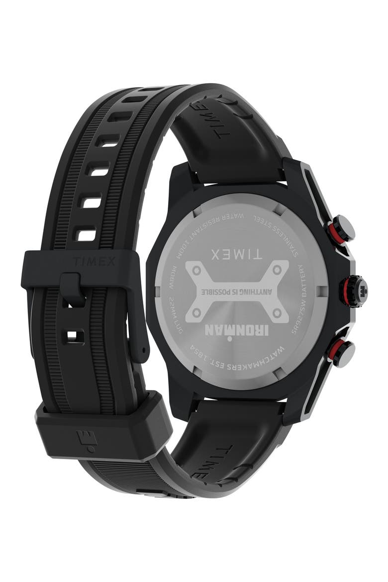 IRONMAN® Adrenaline PU Strap Chronograph Watch, 48mm, Alternate, color, BLACK
