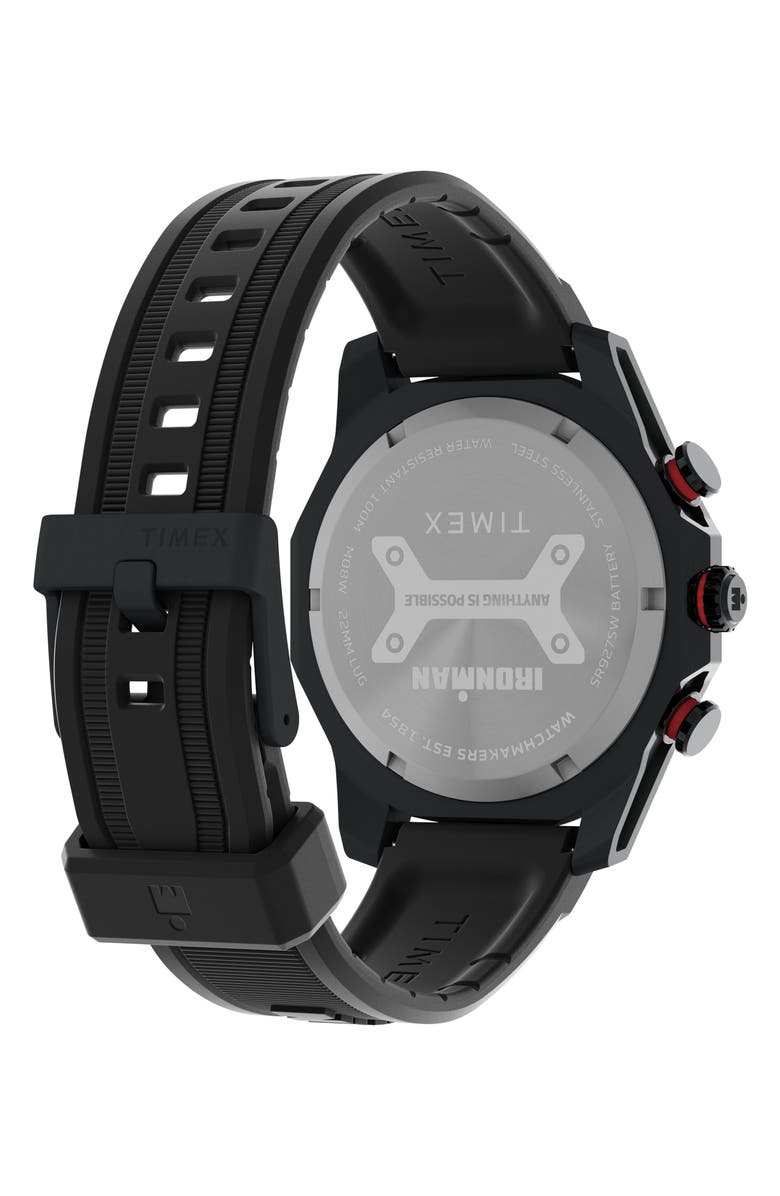 Timex<sup>®</sup> IRONMAN<sup>®</sup> Adrenaline PU Strap Chronograph Watch, 48mm, Alternate, color, Black