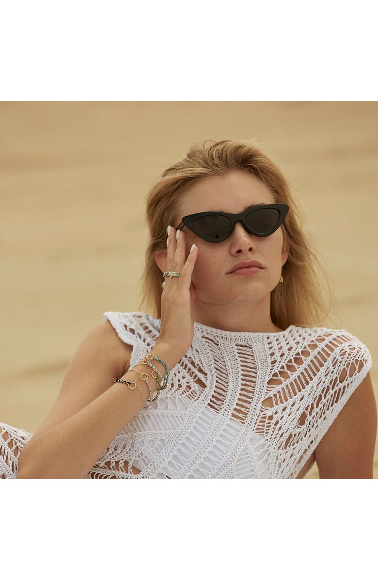 Spero London Handmade Rope Braided Sterling Silver Beaded Chain Bracelet, Alternate, color, Black