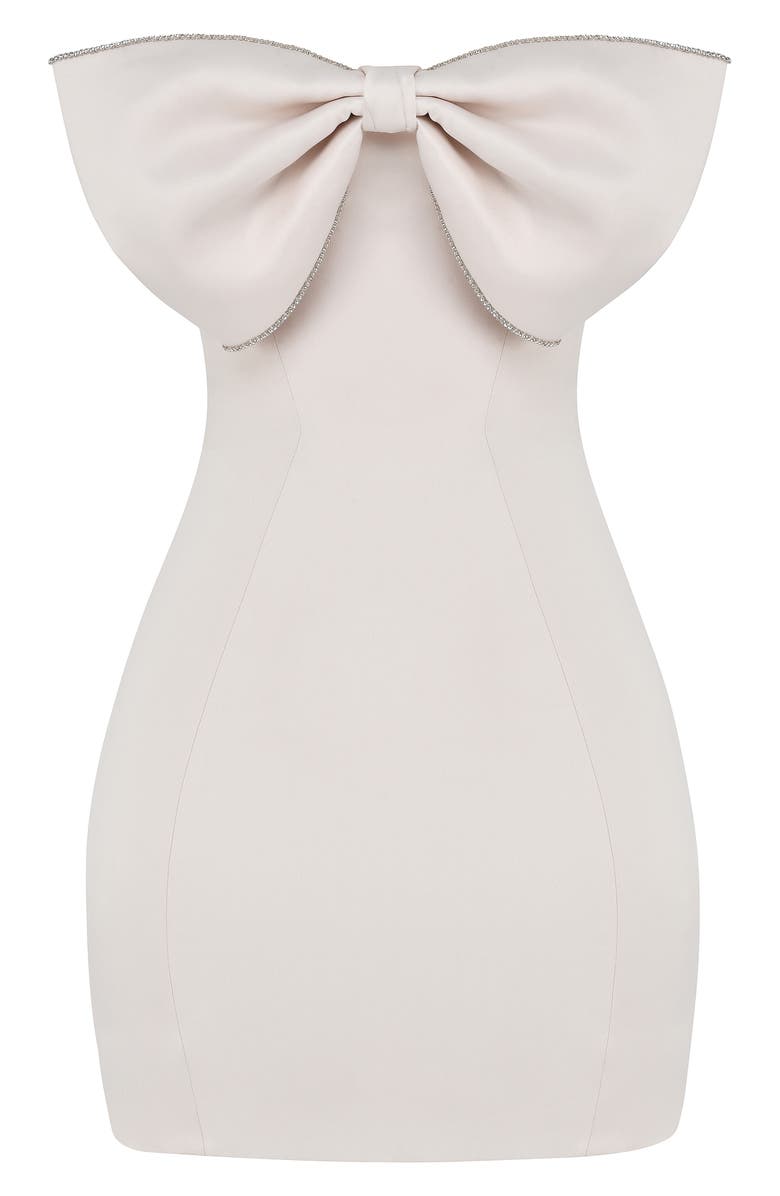 HOUSE OF CB Ariella Bow Satin Minidress, Alternate, color, Cream