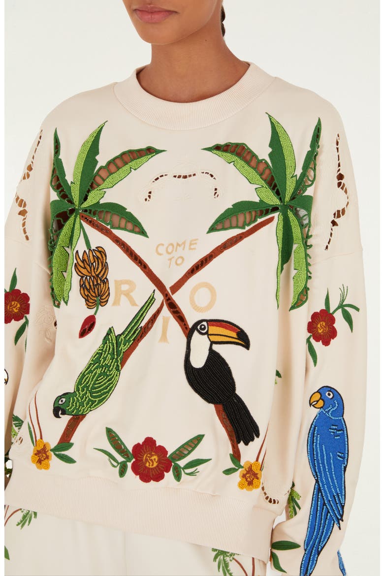 Coconut Trees Come to Rio Sweatshirt, Alternate, color, OFF-WHITE