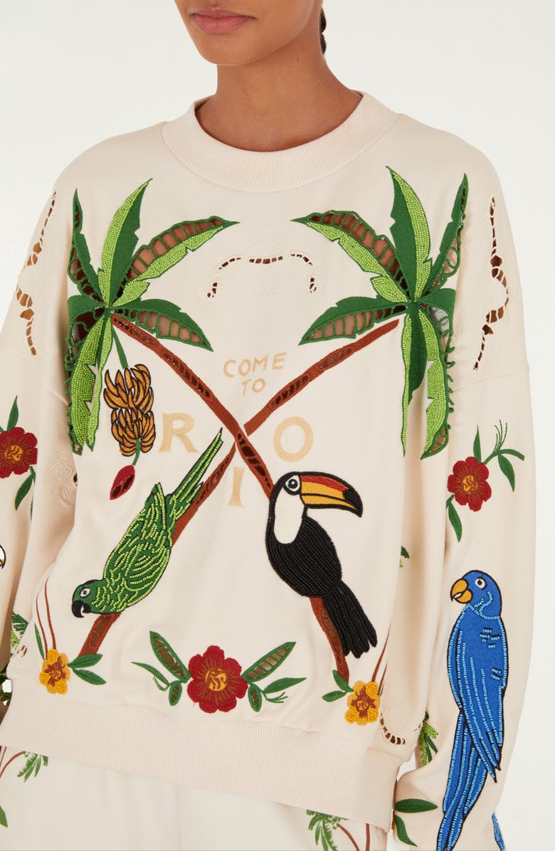 FARM Rio Coconut Trees Come to Rio Sweatshirt, Alternate, color, Off-White
