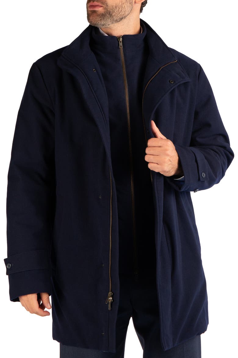Lux Cashmere Touch Quilted Car Coat, Alternate, color, NAVY