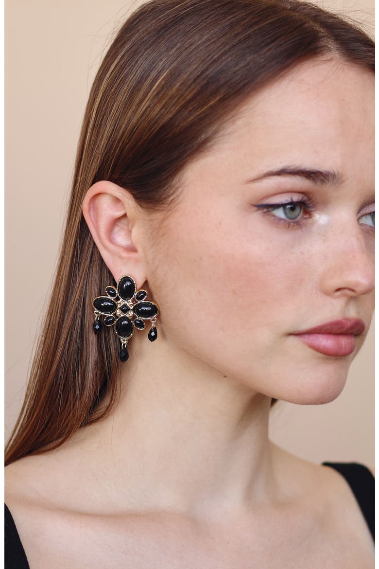 Ember Statement Earrings, Alternate, color, GOLD/ BLACK