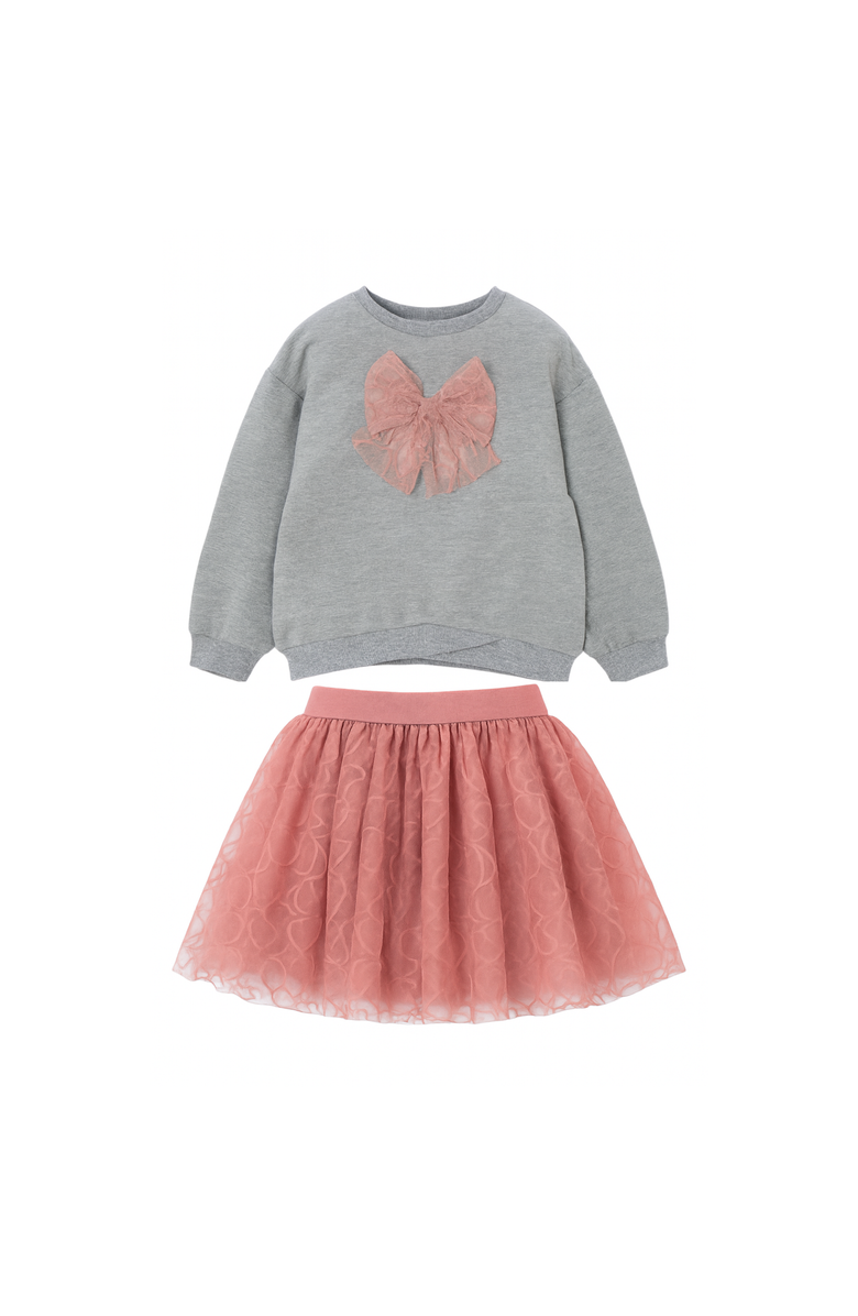 Mayoral Sweatshirt and Tulle Skirt Set, Main, color, Grey