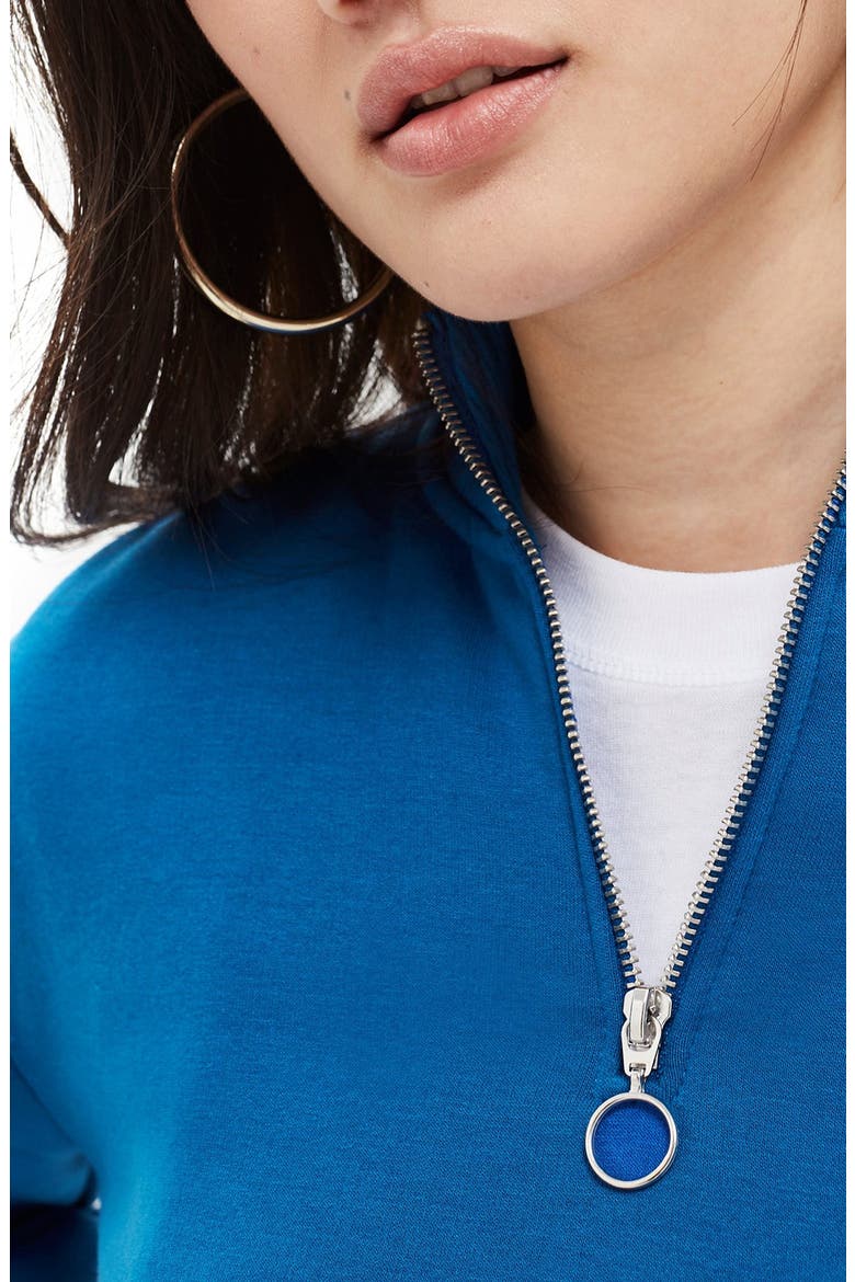 Zip Funnel Neck Sweatshirt, Alternate, color, BLUE