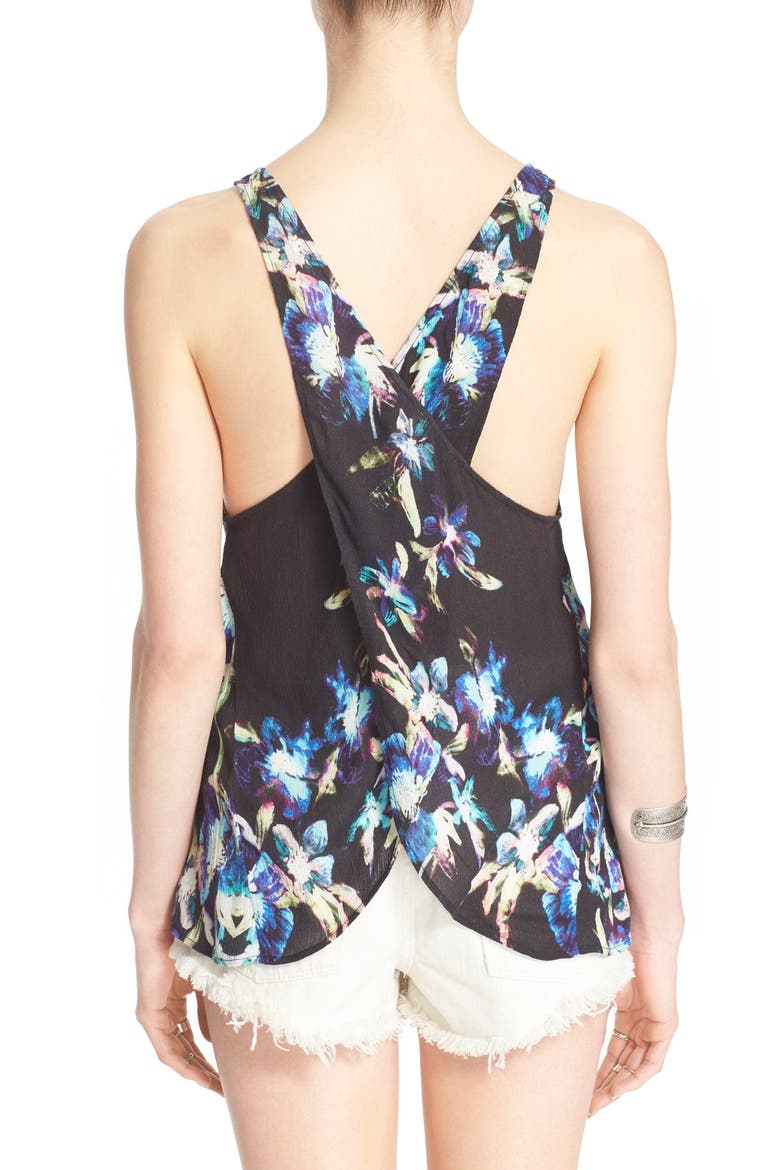 Floral Print Surplice Back Tank, Alternate, color, DARK NIGHT COMBO