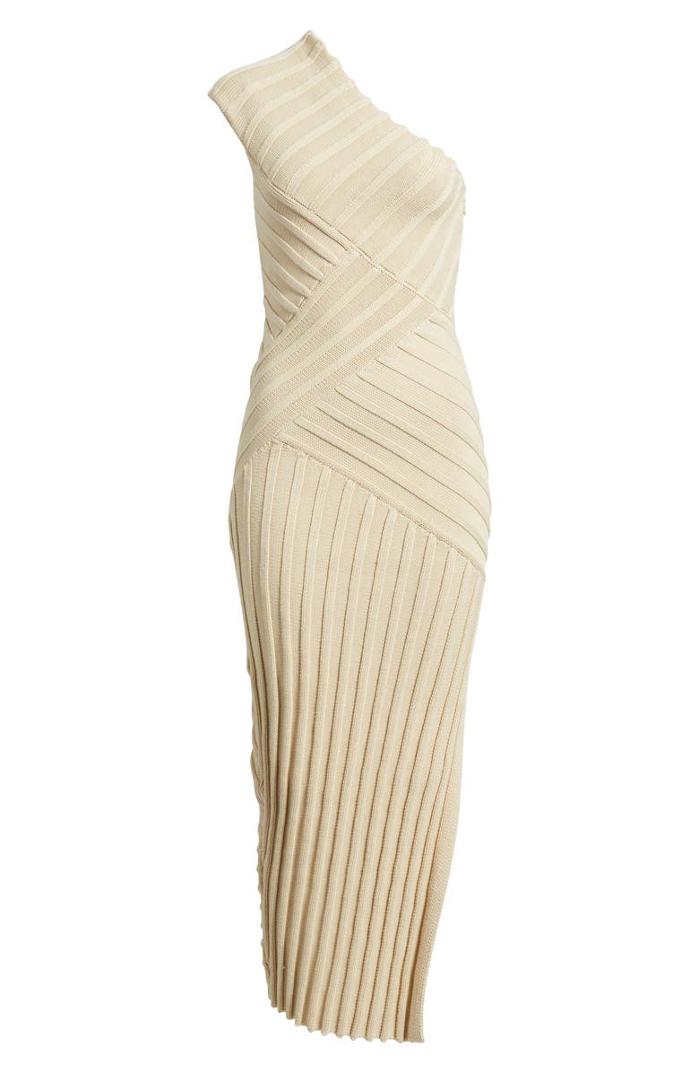 Cult Gaia Ceilo One-Shoulder Directional Rib Cotton Sweater Dress, Alternate, color, 