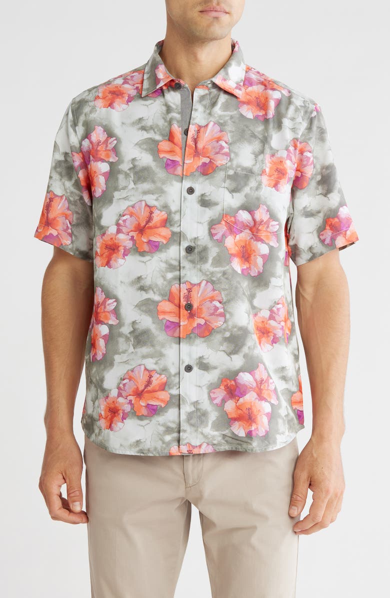 Tommy Bahama Coconut Point Stormy Blues Short Sleeve Button-Up Shirt, Main, color,