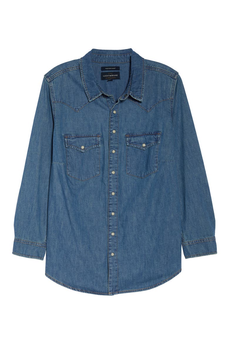 Chambray Western Shirt, Alternate, color, CLAY