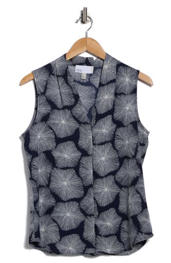 Nordstrom Rack V-neck Sleeveless Woven Shell Top In Gray