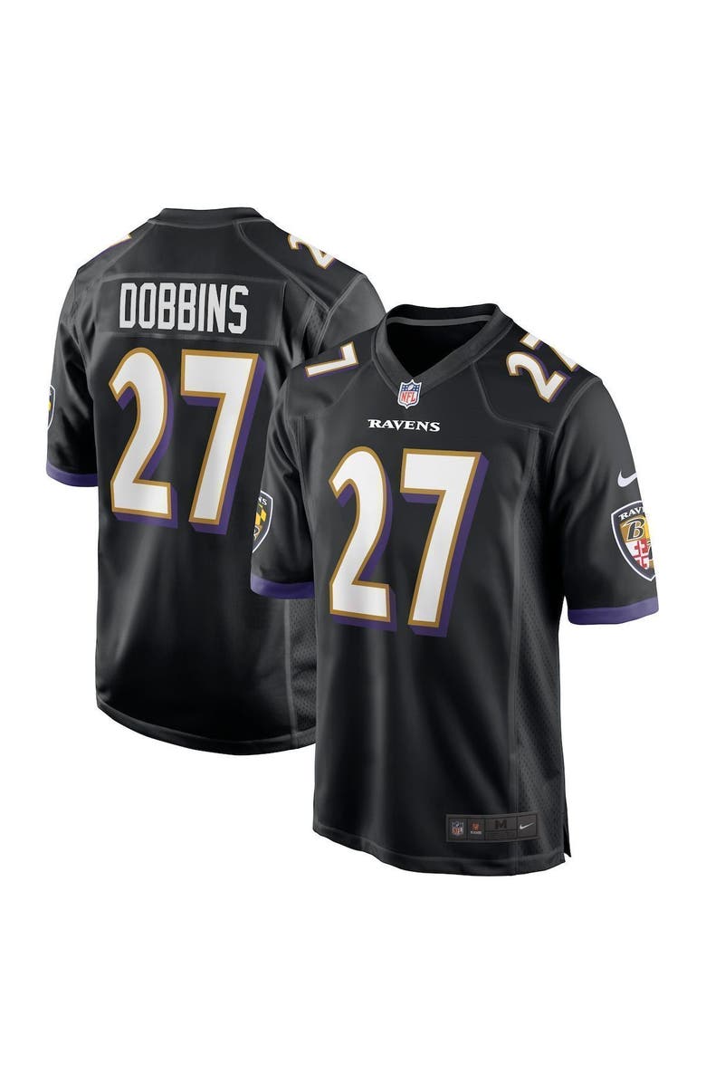 Nike Men's Nike J.K. Dobbins Black Baltimore Ravens Game Jersey, Main, color, 