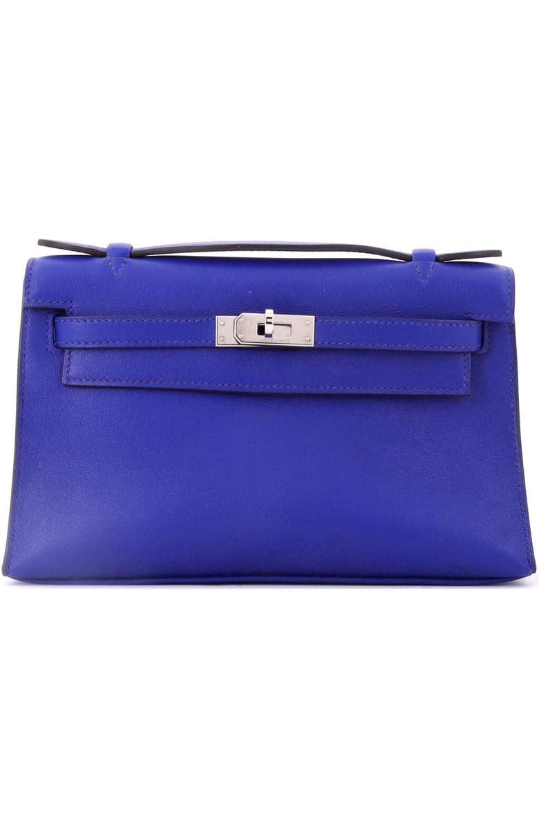 Pre-Owned Hermes Kelly Pochette Swift, Main, color, Bleu Electrique