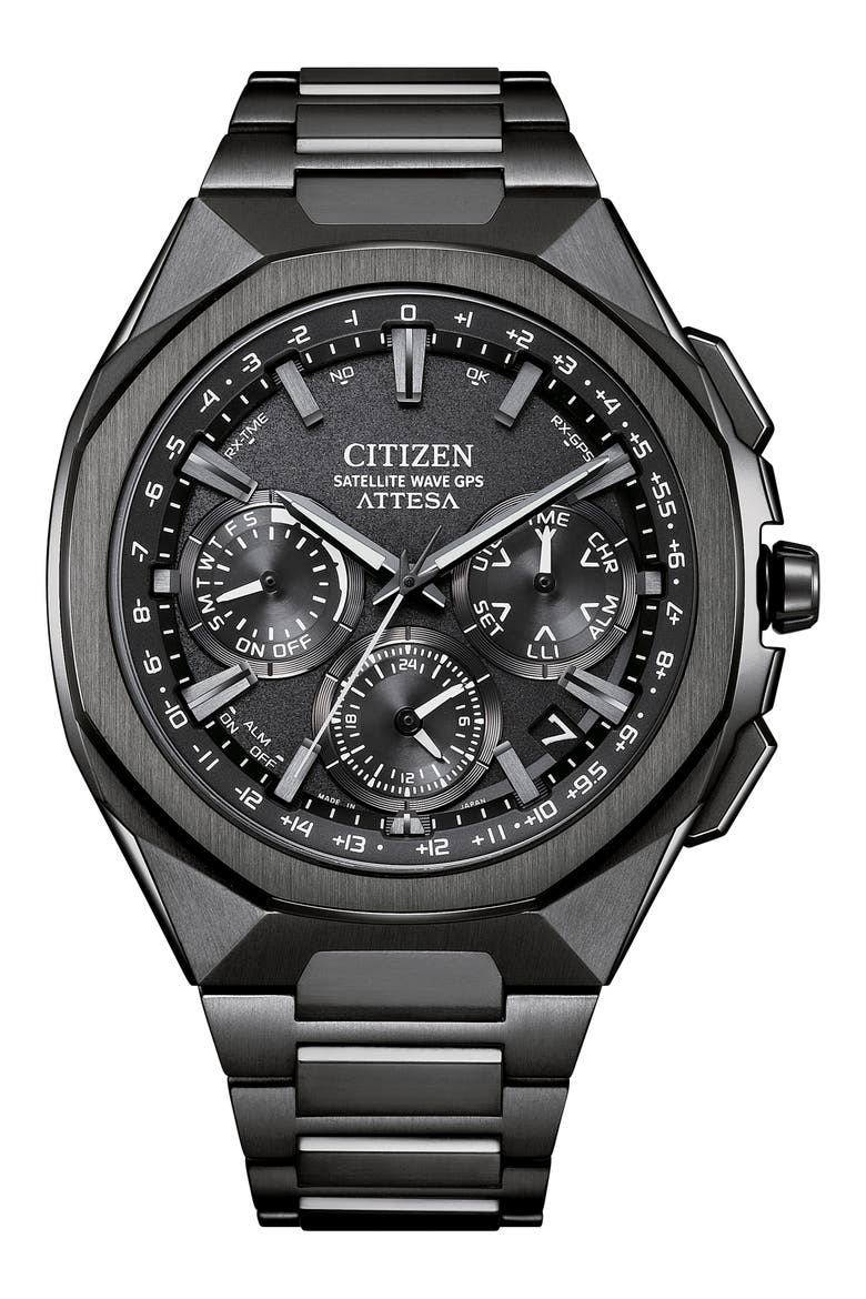 Attesa Satellite Wave GPS Eco-Drive Super Titanium™ Bracelet Watch, 43.2mm, Main, color, GRAY