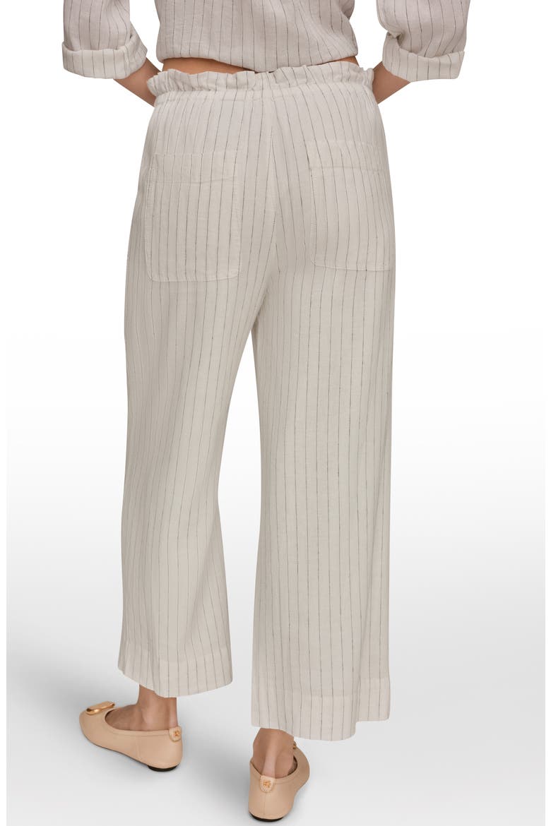 Stripe Paperbag Waist Linen Blend Pants, Alternate, color, CREAM/BLACK