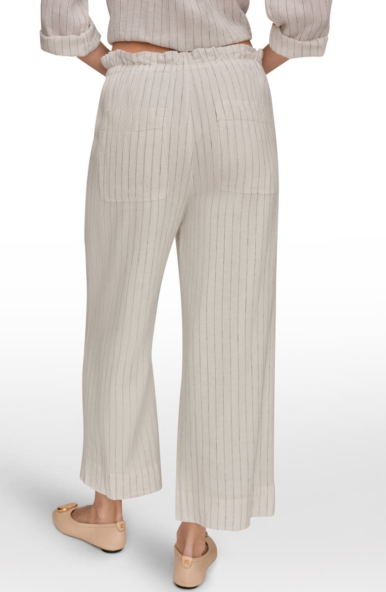 Donna Karan New York Stripe Paperbag Waist Linen Blend Pants, Alternate, color, Cream/Black