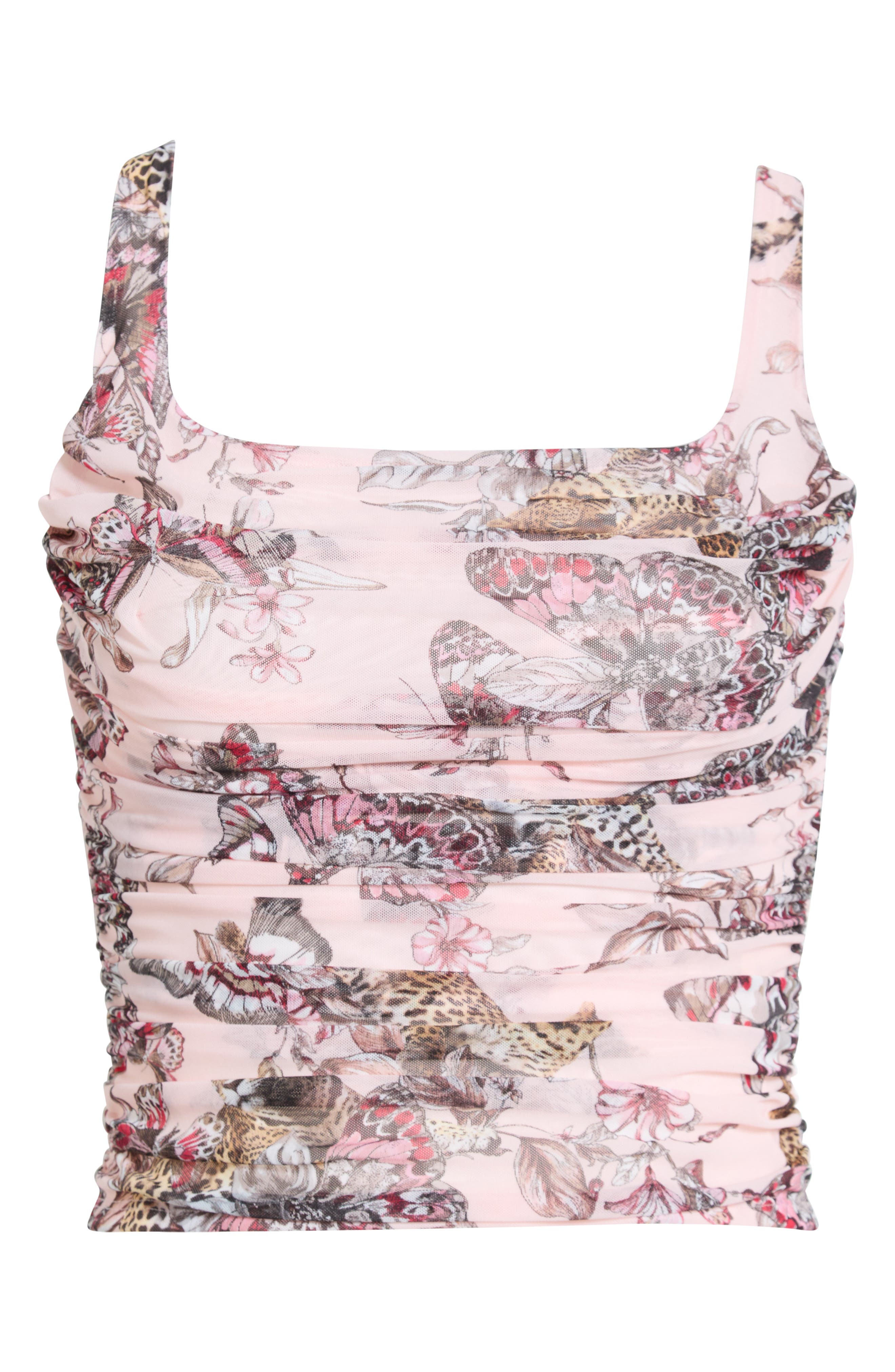 L'agence Rasha Butterfly & Jungle Print Shirred Tank Top