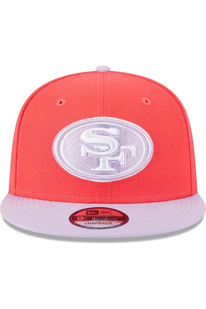 Men's New Era Red/Lavender San Francisco 49ers Two-Tone Color Pack 9FIFTY Snapback Hat, Alternate, color, Red