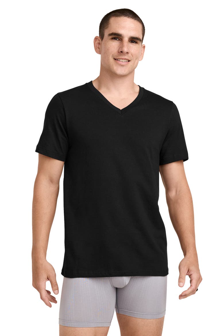 Men's 100% Cotton Classic V-neck Undershirt - 12 Pack, Alternate, color, Black