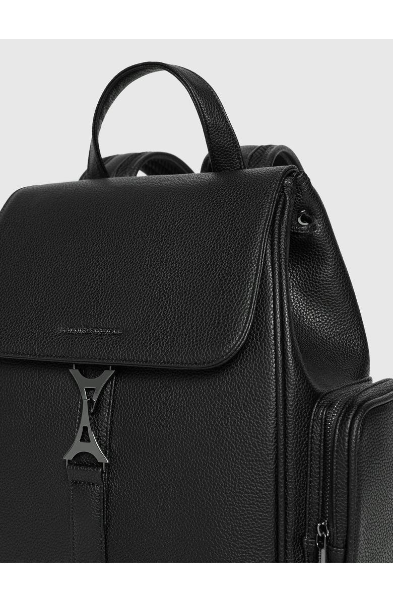 Manière De Voir Maloe Pebbled Leather Eiffel Clasp Backpack, Alternate, color, Black