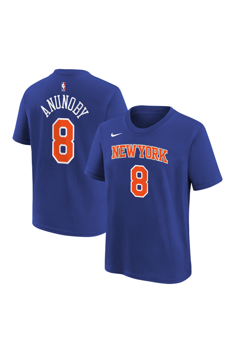 Youth Nike OG Anunoby Blue New York Knicks Icon Name & Number T-Shirt, Main, color, Blue