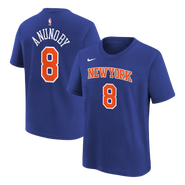 Nike Youth Nike OG Anunoby Blue New York Knicks Icon Name & Number T-Shirt