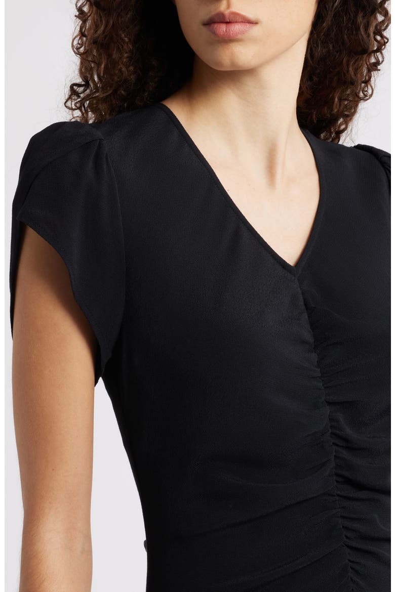 Ruched Midi Dress, Alternate, color, BLACK