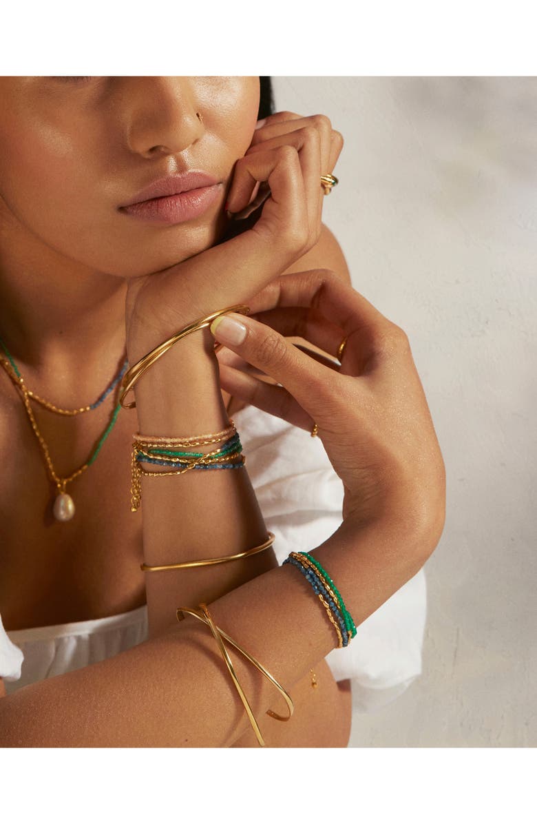 Monica Vinader Mini Nugget Beaded Layered Bracelet, Alternate, color, 18Ct Gold Vermeil/Green Onyx